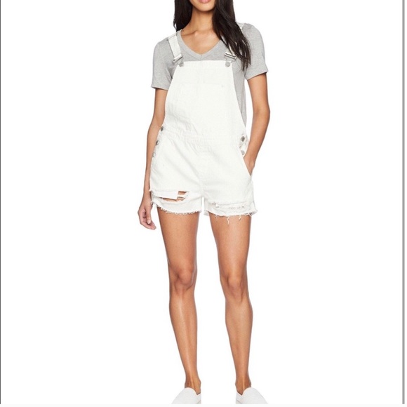 Blank NYC Pants - Blank NYC Distressed Denim Overall Shorts